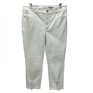 INC Denim Mid Rise Distressed Skinny Crop Jeans - White - size 12 / 31